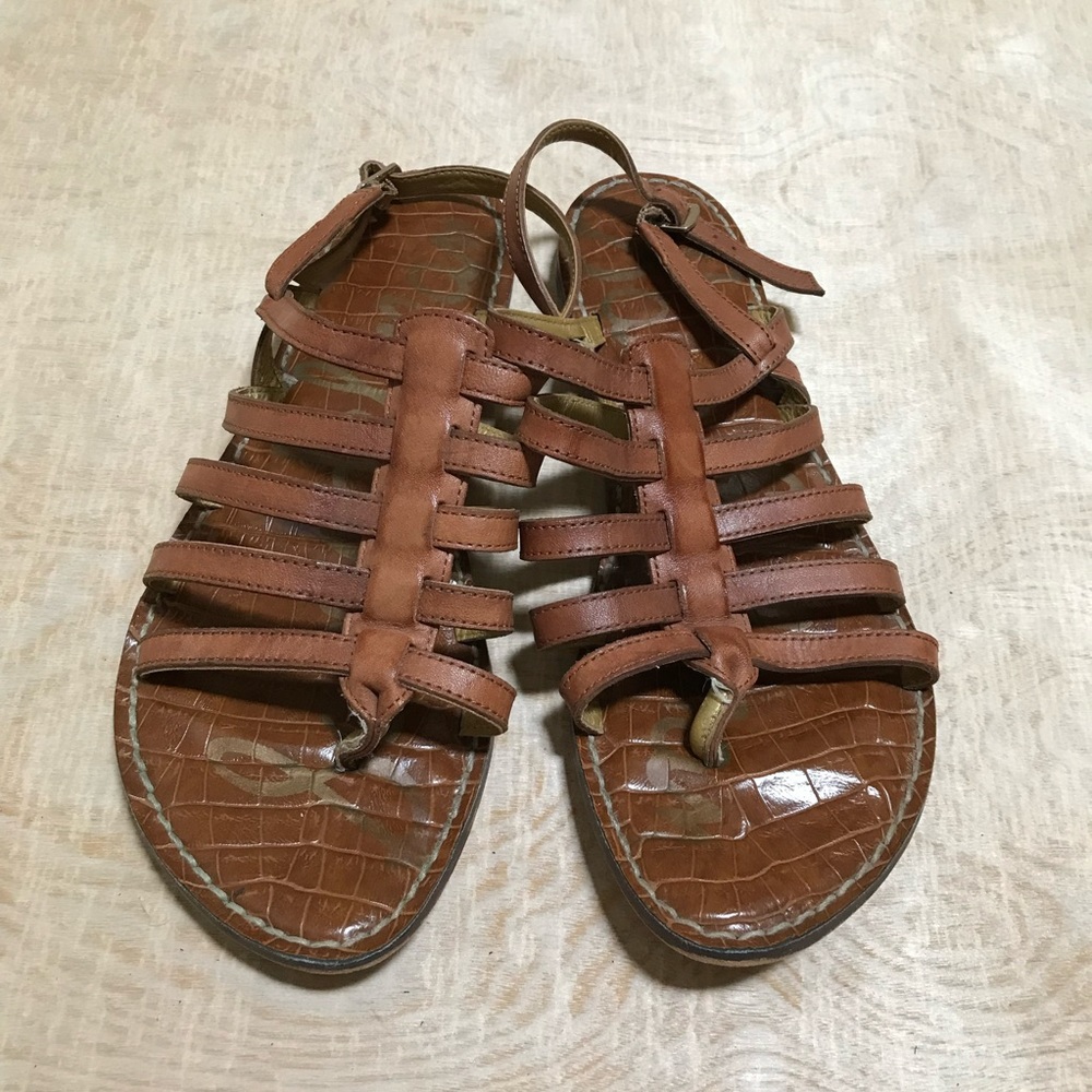 Sam Edelman Garland Brown Leather Gladiator Strappy Sandals Slingback Size 6.5